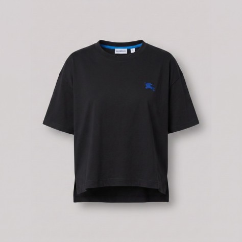 Cotton Embroidered Tee In Black