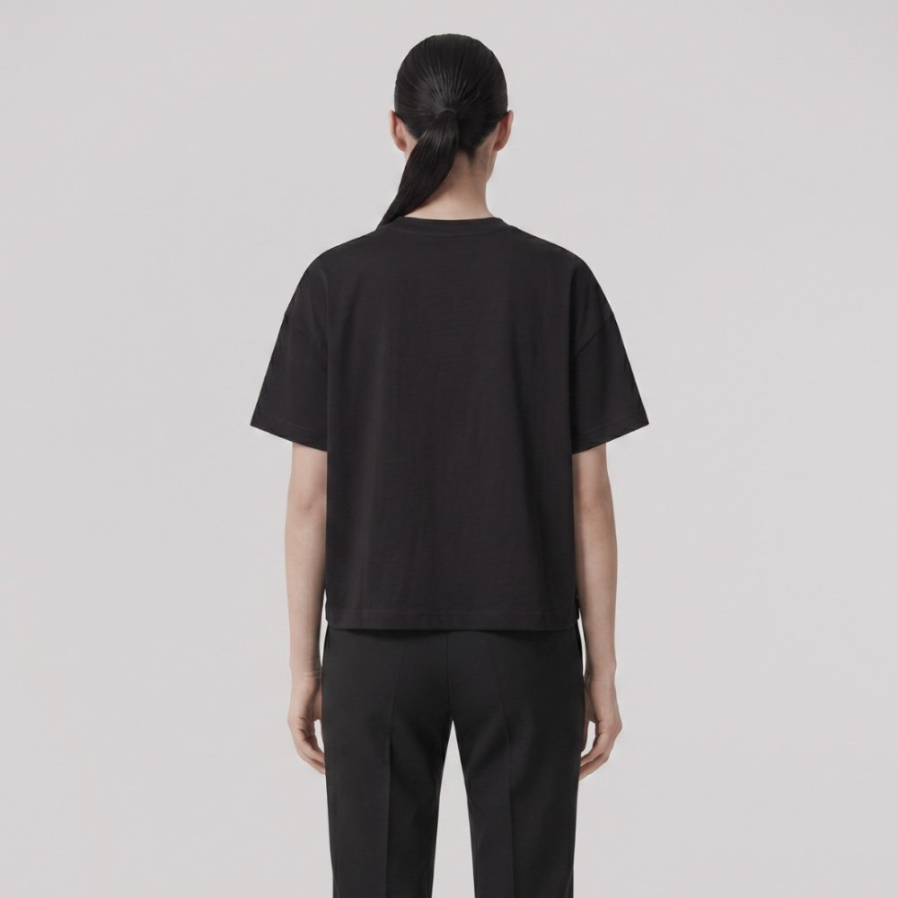 Cotton Embroidered Tee In Black