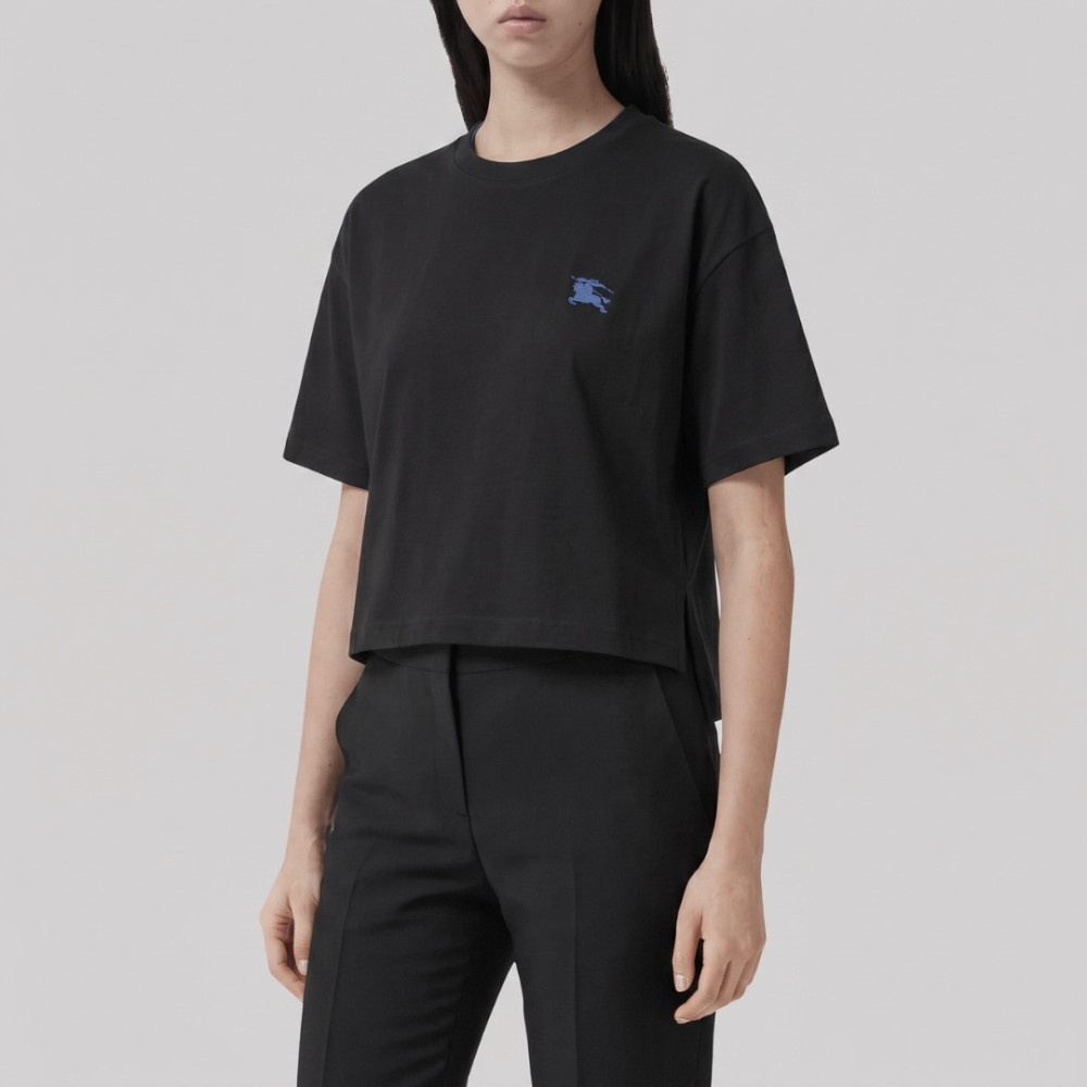 Cotton Embroidered Tee In Black