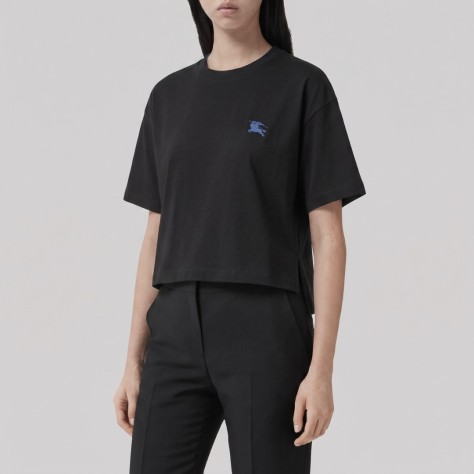 Cotton Embroidered Tee In Black Cotton Embroidered Tee In Black