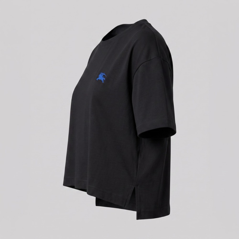 Cotton Embroidered Tee In Black