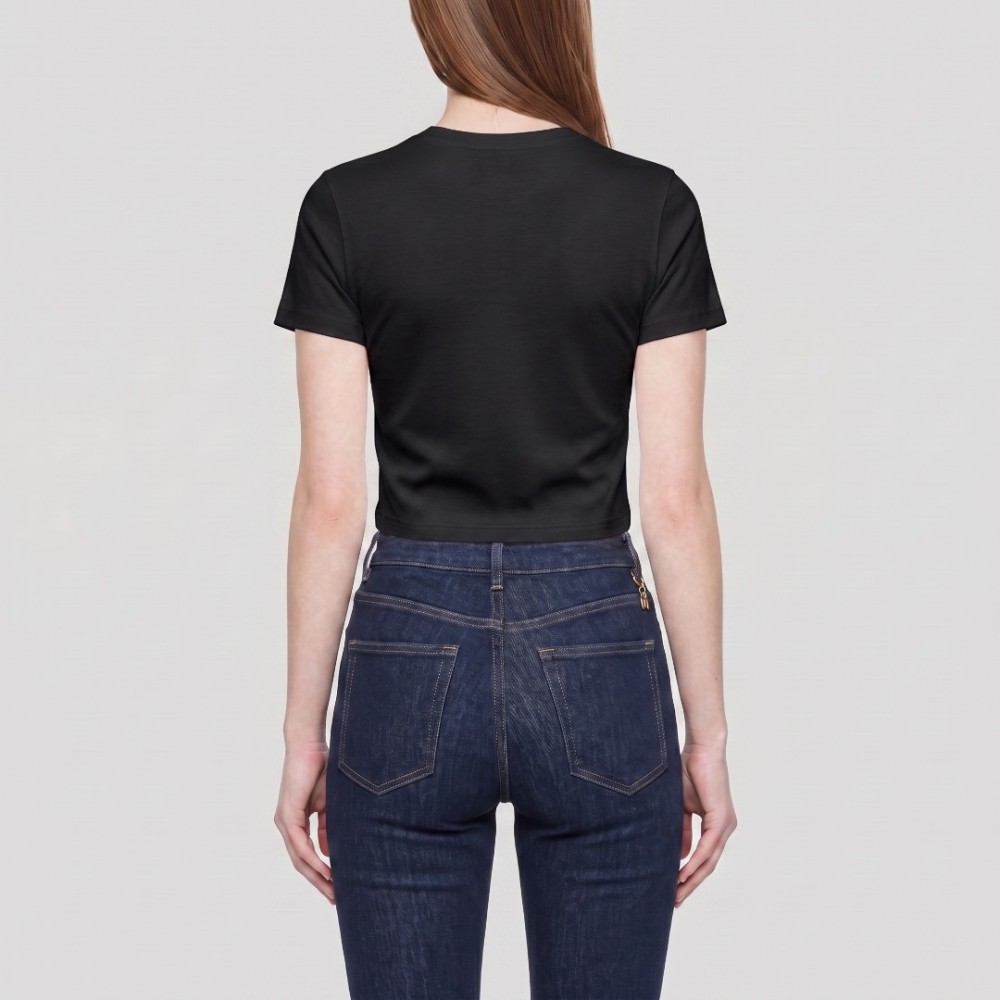Cotton Embroidered Heart In Black