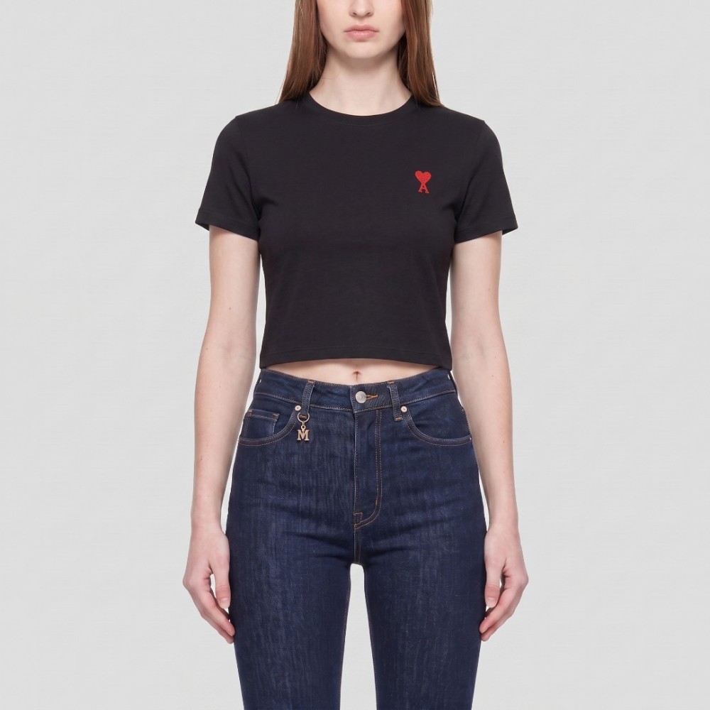 Cotton Embroidered Heart In Black