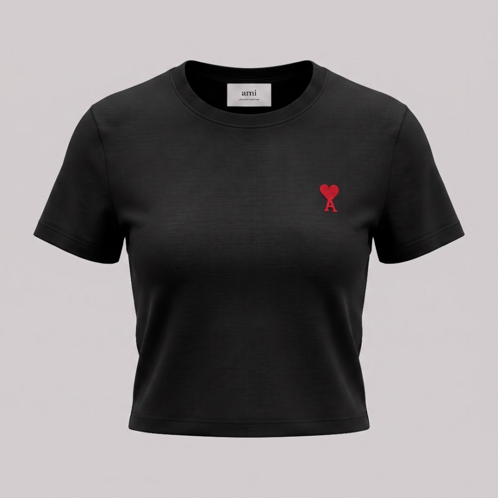 Cotton Embroidered Heart In Black