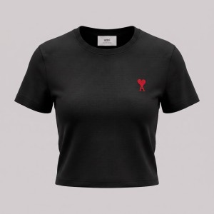 Cotton Embroidered Heart In Black