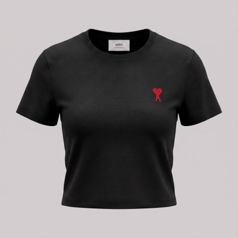 Cotton Embroidered Heart In Black