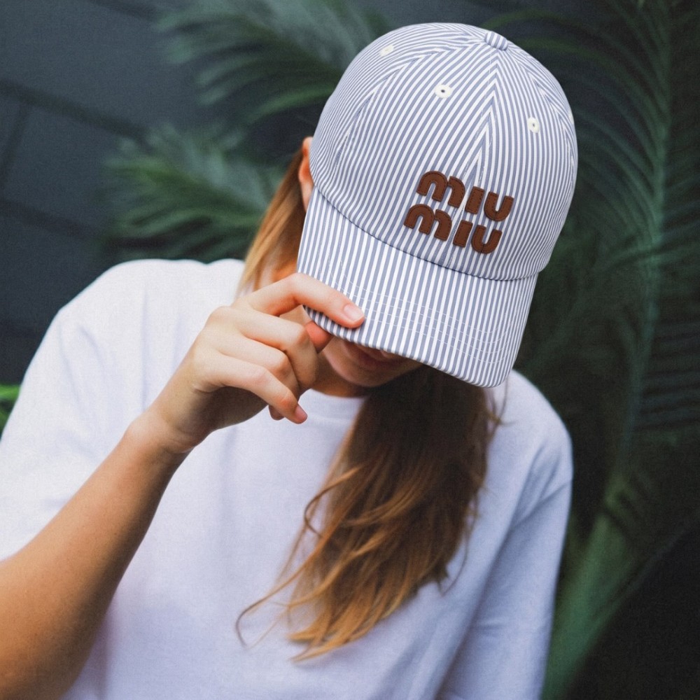 Blue / White Striped Baseball Cap Blue / White Striped Baseball Cap