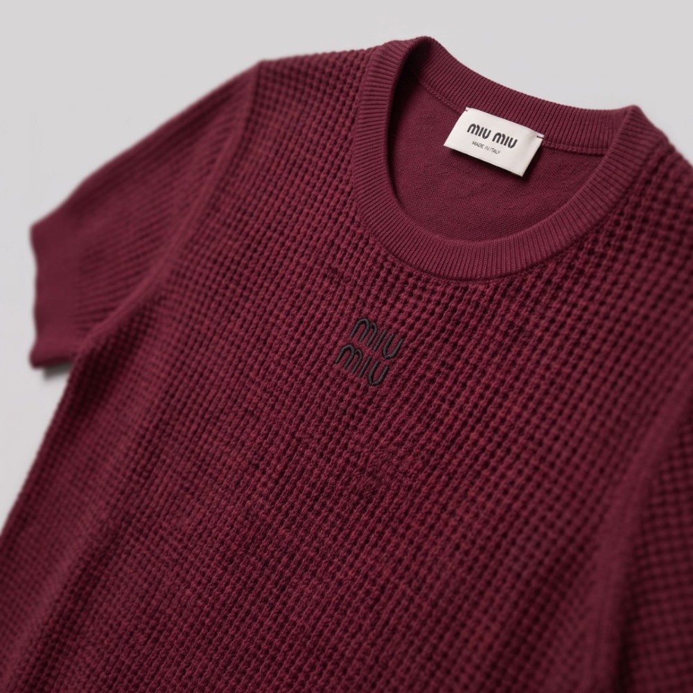 Burgundy Rib-Knit Crewneck T-Shirt Burgundy Rib-Knit Crewneck T-Shirt