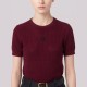 Burgundy Rib-Knit Crewneck T-Shirt Burgundy Rib-Knit Crewneck T-Shirt