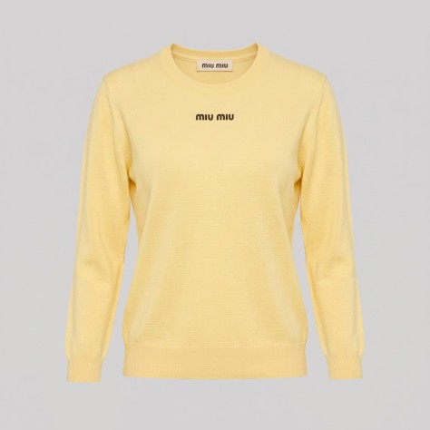 Embroidered Logo Crewneck Sweater in Yellow 