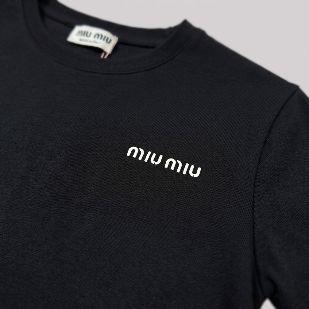Women Embroidered Logo T-Shirt in Black Women Embroidered Logo T-Shirt in Black