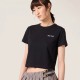 Women Embroidered Logo T-Shirt in Black Women Embroidered Logo T-Shirt in Black