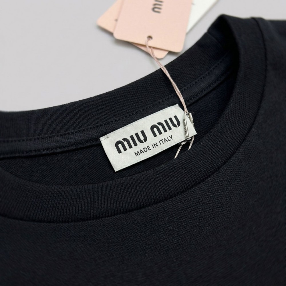 Women Embroidered Logo T-Shirt in Black Women Embroidered Logo T-Shirt in Black