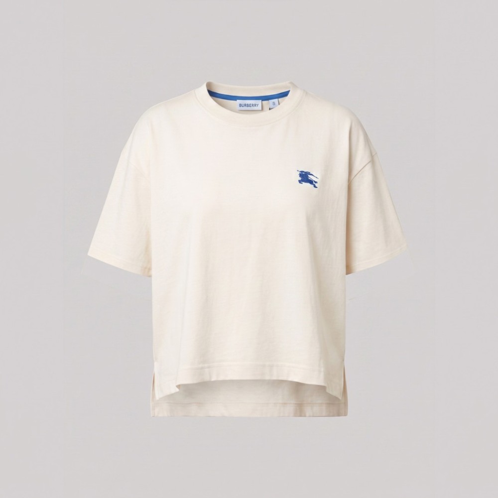 Cotton Embroidered Tee In Cream