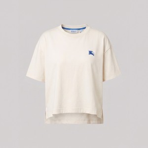 Cotton Embroidered Tee In Cream