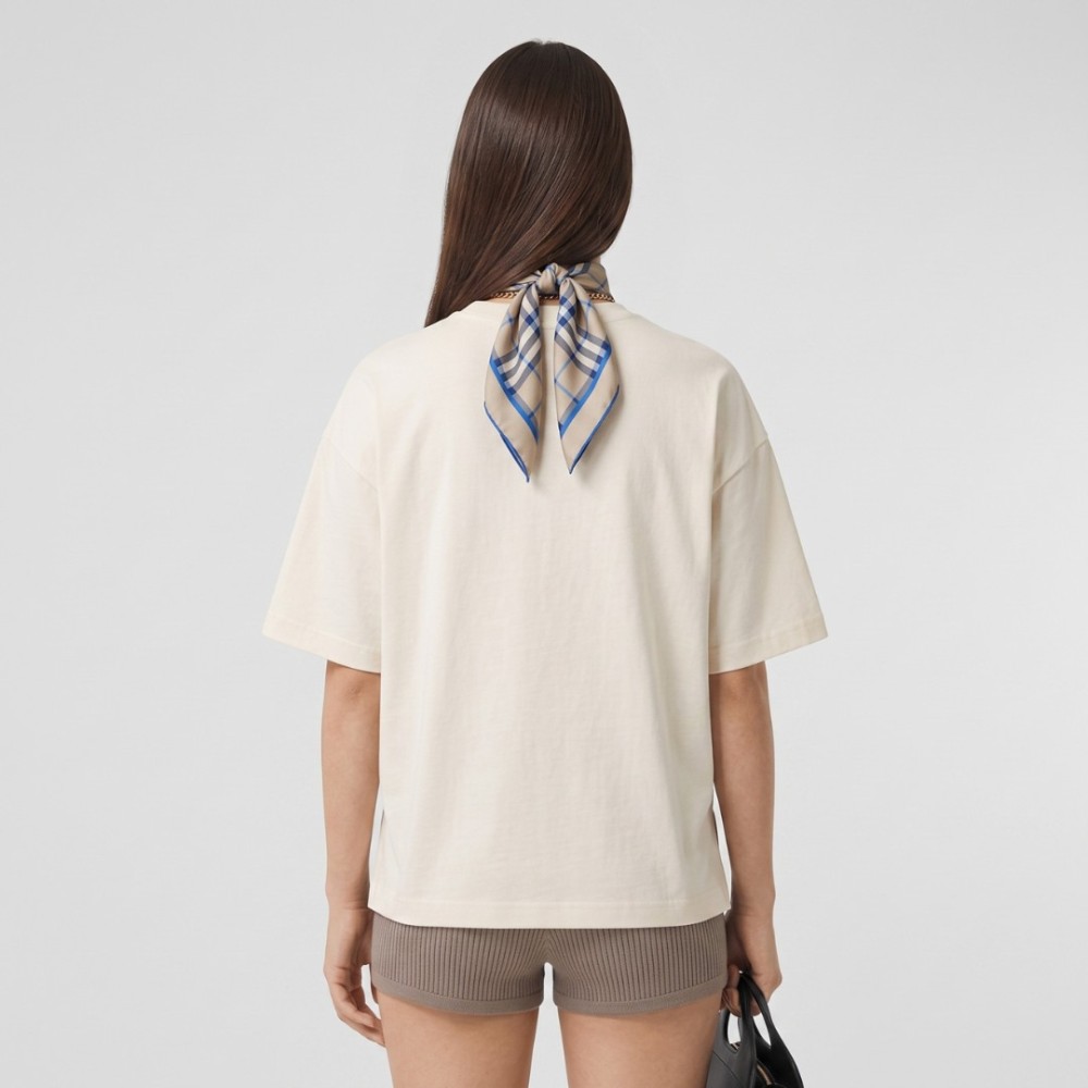 Cotton Embroidered Tee In Cream