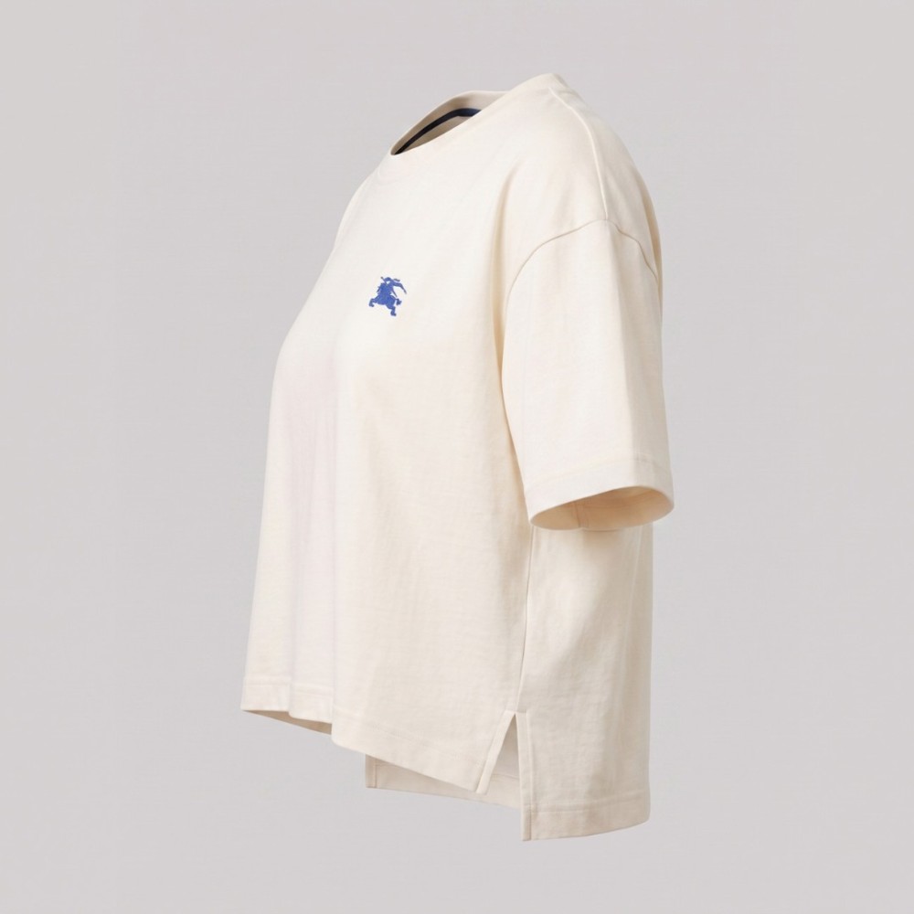 Cotton Embroidered Tee In Cream