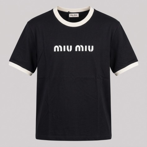 Signature Contrast Ringer T-Shirt Black and White Logo Tee