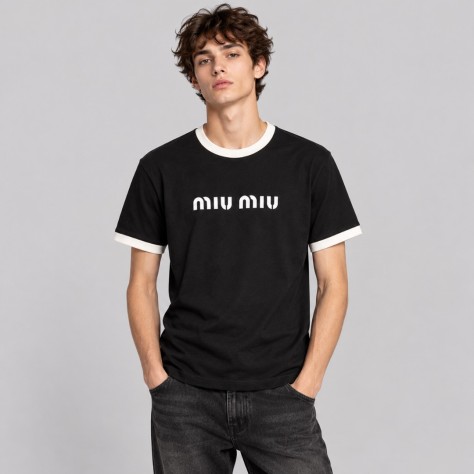 Signature Contrast Ringer T-Shirt Black and White Logo Tee Signature Contrast Ringer T-Shirt Black and White Logo Tee