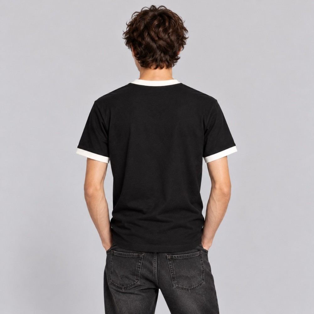 Signature Contrast Ringer T-Shirt Black and White Logo Tee Signature Contrast Ringer T-Shirt Black and White Logo Tee