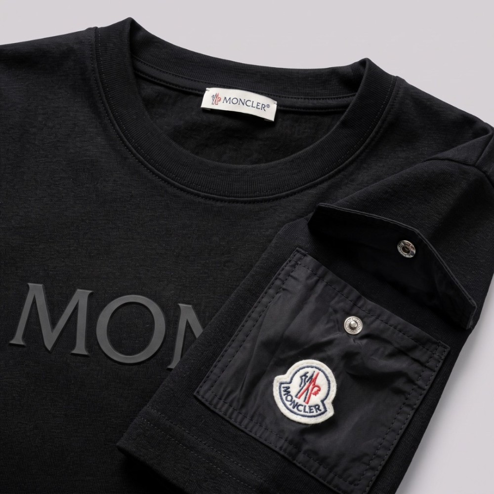 Laminated Logo T-Shirt with Sleeve Pocket Laminated Logo T-Shirt with Sleeve Pocket