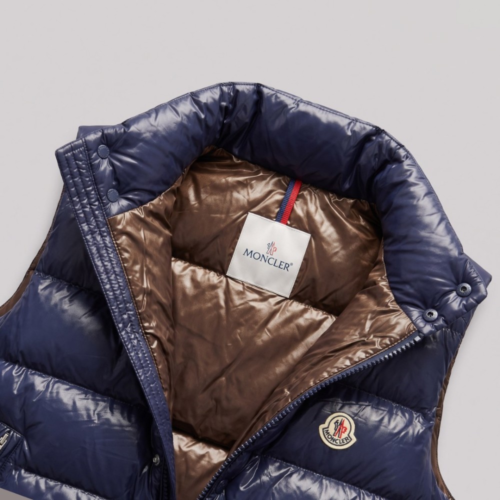 Signature Glossy Navy Blue Quilted Down Vest
