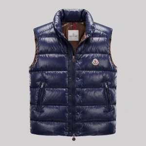 Signature Glossy Navy Blue Quilted Down Vest