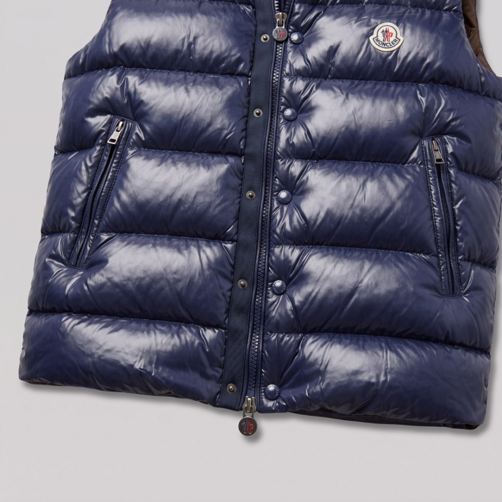 Signature Glossy Navy Blue Quilted Down Vest