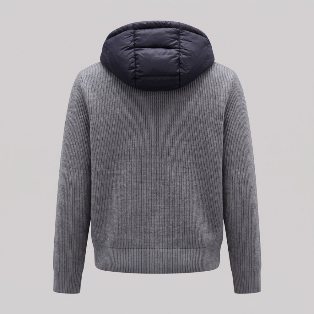 Hybrid Knit Puffer Jacket Grey & Navy Hybrid Knit Puffer Jacket Grey & Navy