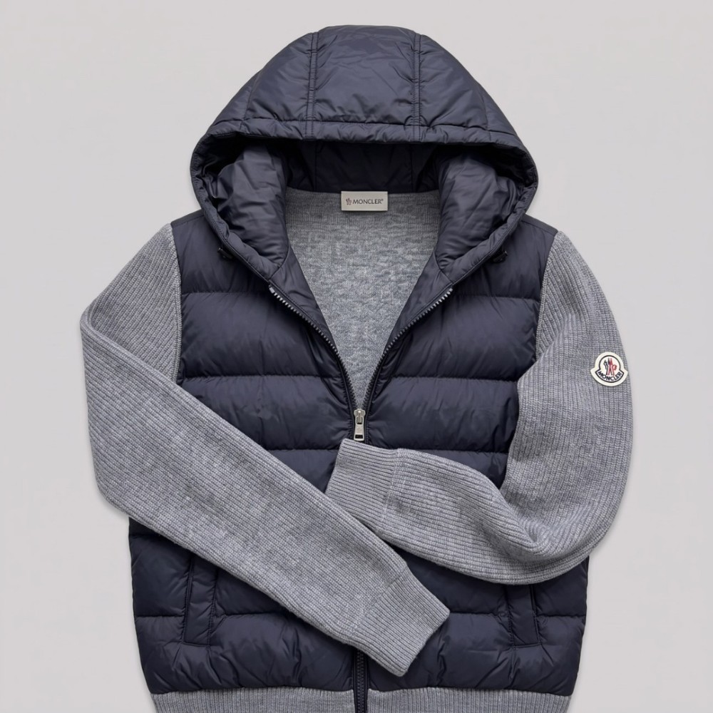 Hybrid Knit Puffer Jacket Grey & Navy Hybrid Knit Puffer Jacket Grey & Navy