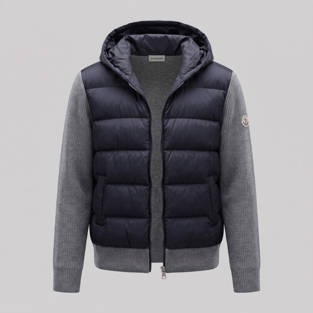 Hybrid Knit Puffer Jacket Grey & Navy Hybrid Knit Puffer Jacket Grey & Navy