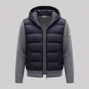 Hybrid Knit Puffer Jacket Grey & Navy