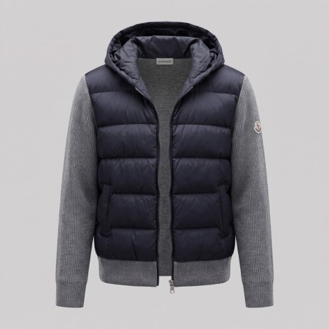 Hybrid Knit Puffer Jacket Grey & Navy
