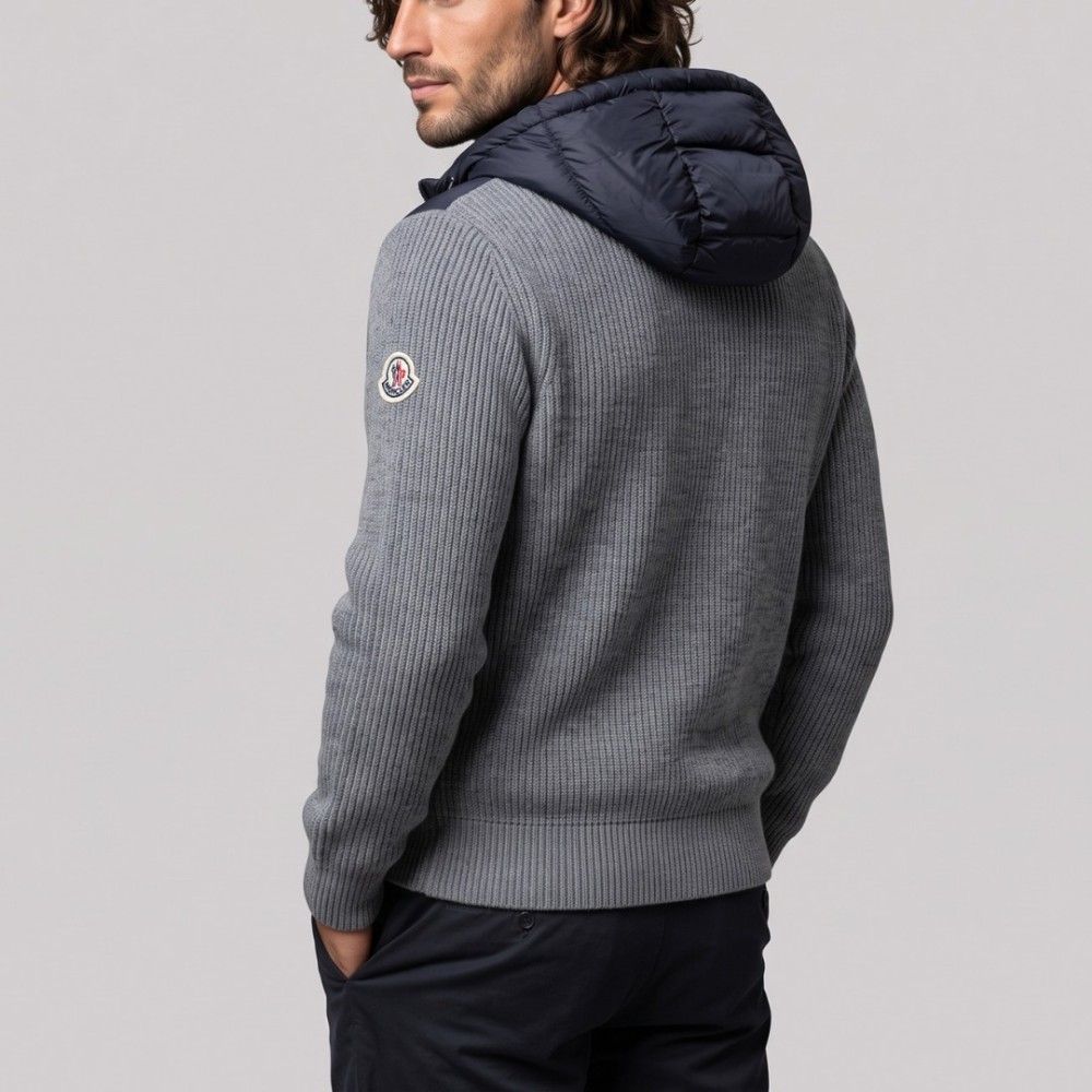 Hybrid Knit Puffer Jacket Grey & Navy Hybrid Knit Puffer Jacket Grey & Navy