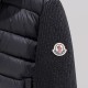 Hybrid Quilted Down & Ribbed Knit Hooded Jacket Black