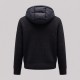 Hybrid Quilted Down & Ribbed Knit Hooded Jacket Black