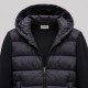 Hybrid Quilted Down & Ribbed Knit Hooded Jacket Black
