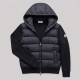 Hybrid Quilted Down & Ribbed Knit Hooded Jacket Black