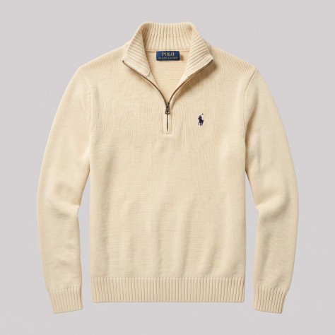 Quarter-Zip Mock-Neck Jumper in Cream