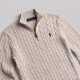 Polo Cable-Knit Quarter-Zip Sweater Beige