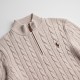 Polo Cable-Knit Quarter-Zip Sweater Beige