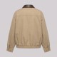 Gabardine Harrington Jacket with Leather Collar in Beige Gabardine Harrington Jacket with Leather Collar in Beige