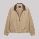 Gabardine Harrington Jacket with Leather Collar in Beige Gabardine Harrington Jacket with Leather Collar in Beige