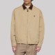 Gabardine Harrington Jacket with Leather Collar in Beige Gabardine Harrington Jacket with Leather Collar in Beige