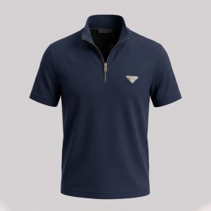 Zip-neck Polo Navy