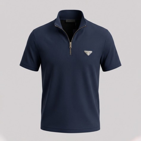 Zip-neck Polo Navy