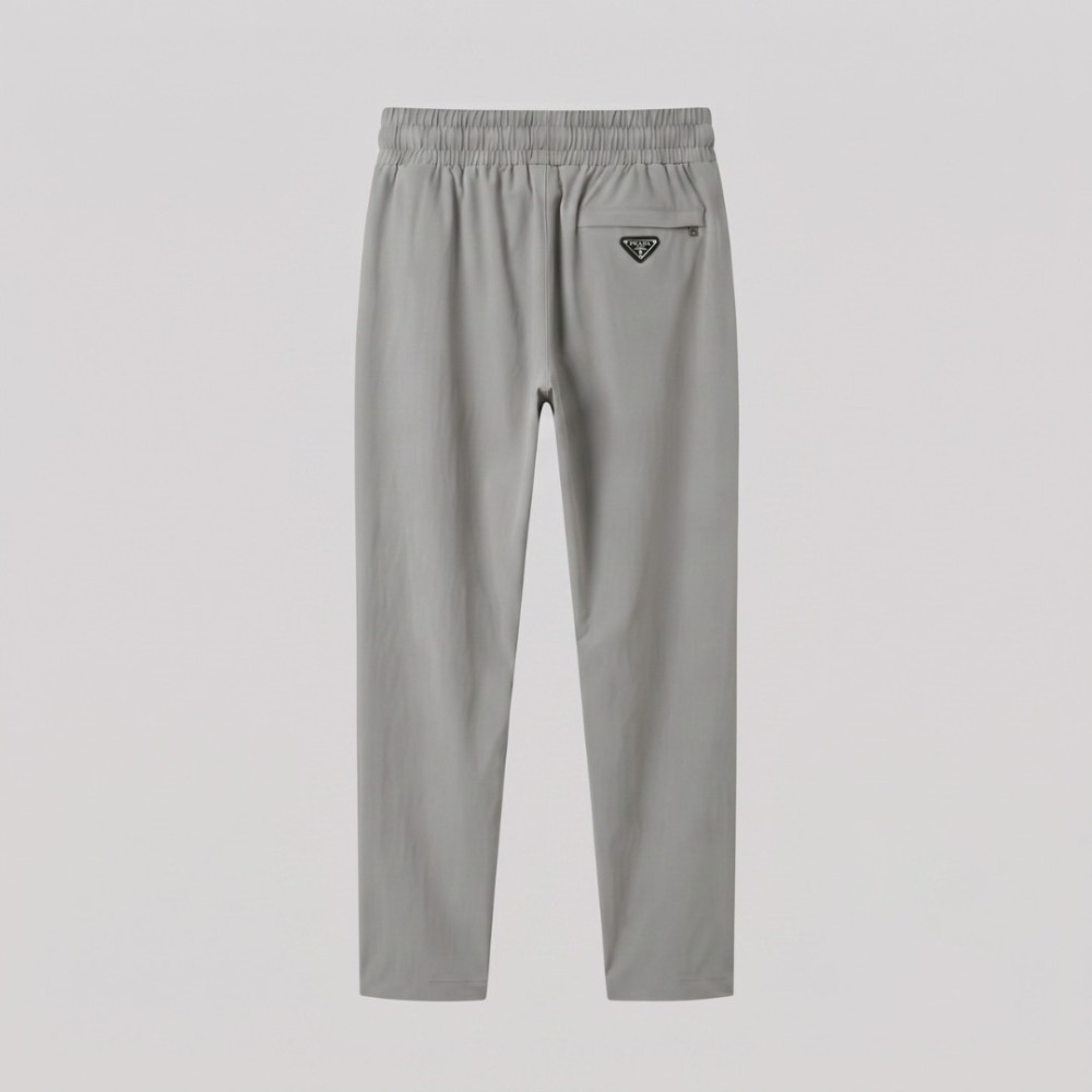 Grey Cotton Trousers with Metallic Triangle Logo Grey Cotton Trousers with Metallic Triangle Logo
