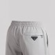 Grey Cotton Trousers with Metallic Triangle Logo Grey Cotton Trousers with Metallic Triangle Logo