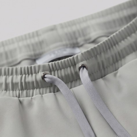 Grey Cotton Trousers with Metallic Triangle Logo