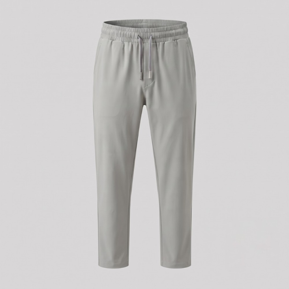 Grey Cotton Trousers with Metallic Triangle Logo Grey Cotton Trousers with Metallic Triangle Logo
